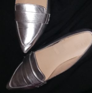 Silver Pointy Toe Loafers